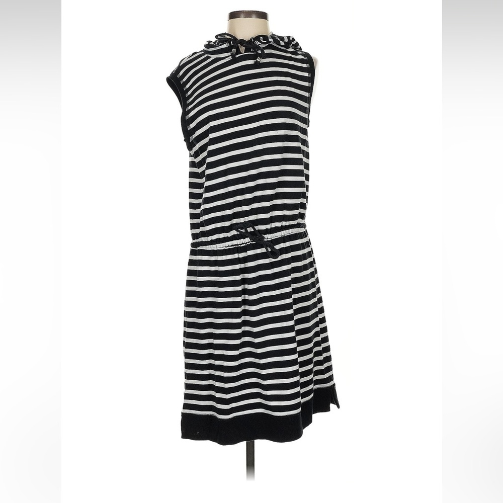MICHAEL Michael Kors Black & White Striped Sleeveless Drawstring Dress